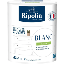 Ripolin Peinture Meuble et Objet Blanc Satiné 1L - Pour Bois, Mélaminé, Stratifié, Métal - Sans Sous-Couche - Intérieur/Extérieur Precio: 63.06. SKU: B1FCM5TFEX