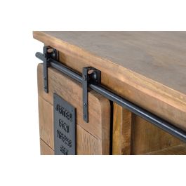 Giner y Colomer Mueble TV en acacia avec détails en métal naturel, buffet console avec portes coulissantes - finition noyer foncé