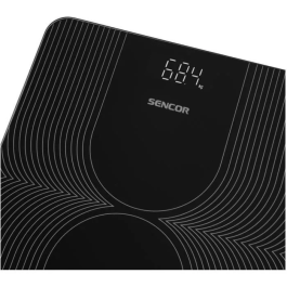 Sencor Pese-personne connecté SBS 2476BK, Balance intelligente jusqu'à 180 kg, Écran LED, Plateforme en verre