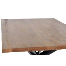 GINER Y COLOMER Table de salle à manger en bois d'acacia massif naturel avec pieds en métal noir - 180 x 90 x 78 cm