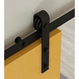 Emuca Kit de quincaillerie pour porte coulissante suspendue en bois de Barn, Sans fermeture souple, panneaux non inclus, Acier et Plastique, Peint en noir