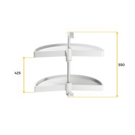 Emuca jeu de plateaux rotatifs Shelvo 1/2 lune, pour module de 800mm, plastique et aluminium, blanc