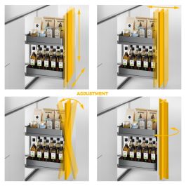 Emuca Chariot extractible Harmony avec fermeture à amortie, Module largeur 400mm hauteur 700mm, Acier et Bois, Gris anthracite