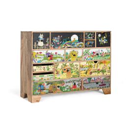 GINER Y COLOMER Commode en bois de manguier de style ethnique et artisanal, multicolore, dimensions 120x40x90 cm