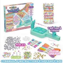 Rainbow Loom Wrapit - Kit de création de bracelets d'amitié avec 648 pièces, fils et perles pour 20 projets DIY (macramé, entrelacé, perlé, classique)