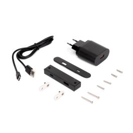 Emuca Connecteur USB A+C Linky (81x12mm), 5V DC 2A (10W), Plastique noir, Plastique