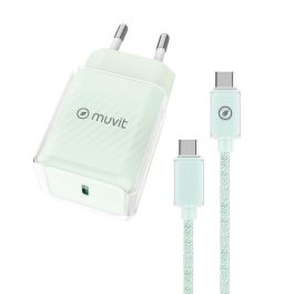 Chargeur Mural + Câble USB-C Muvit for Change Glass GaN Vert