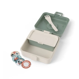 Monbento - Snacky Raccoon - Boîte à sandwich enfant 850 ml - sans BPA - lunch box avec couverts (fourchette, cuillère) et compartiment amovible