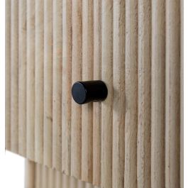 GINER Y COLOMER - Table de chevet en bois de manguier massif style scandinave, finition claire naturelle avec 2 tiroirs à façade cannelée, 50x40x61 cm