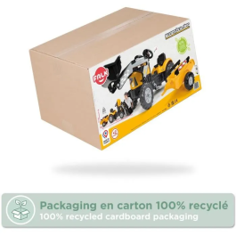 Falk Retroexcavadora a pedales SuperBuilder - FAL3016202035136 - Volante, remolque - Fabricada en Francia, 40 % plástico reciclado - A partir de 2 años