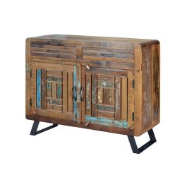 GINER Y COLOMER - Commode 2 Portes et 2 Tiroirs en Bois Recyclé Multicolor avec Étagère Intérieure et Pattes Métal - Meuble Artisanal Precio: 767.988. SKU: B14VJY7524