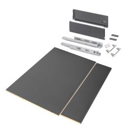 Emuca Kit de tiroirs pour cuisine ou salle de bains Vertex avec réglages 3D, hauteur 178mm, avec panneaux inclus, module 900mm, Gris antracite