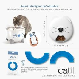 Cat It Distributeur de nourriture pour chat connecté PIXI SMART 6 x 170 ml Écran tactile LCD avec poches à glace CAT1695976570757