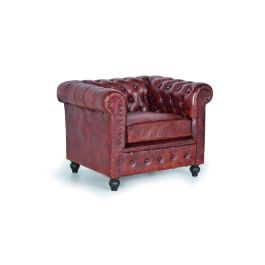 Giner y Colomer Canapé Chesterfield en Cuir Naturel Marron Vieilli, Dimensions 72x96x85 cm, Assise 54x54 cm