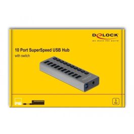 DELOCK Externer SuperSpeed USB Hub mit 10 Ports + Schalter