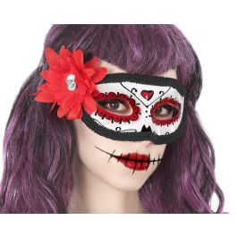 Masque pour Catrina blanc avec rose rouge et détails noirs - Décorations de crâne, pour Fête des Morts, Halloween Precio: 10.6899996. SKU: B18LK22VZA