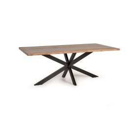 GINER Y COLOMER Table de salle à manger en bois d'acacia massif naturel avec pieds en métal noir 180x100 cm Precio: 899.988. SKU: B1F3LCHMH6