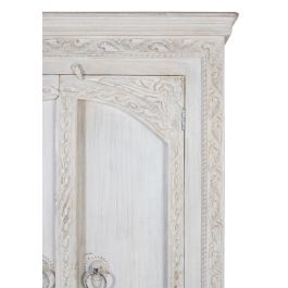 GINER Y COLOMER - Armoire 2 portes en bois de manguier blanc vieilli fait main - 180 x 100 x 40 cm