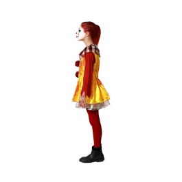 Déguisement de Clown Enfant Fille Jaune avec Robe et Pompons Rouges Taille 5-6 Ans pour Halloween et Fêtes