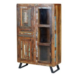 GINER Y COLOMER Vitrina Buffet en Bois de Mango Recyclé avec Pieds en Métal Multicolore 3 Portes 1 Tiroir 140x90x38 cm Precio: 1175.988. SKU: B18RJSY34S