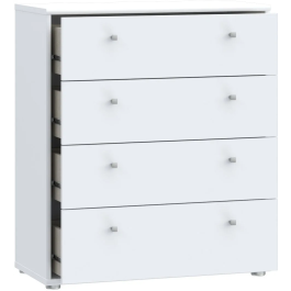 Commode TEMPRA - 4 tiroirs - Blanc mat - Dimensions (L x P x H) : 73.7 x 34.8 x 85.5 cm - Commode de rangement élégante et moderne