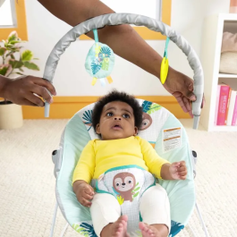 Bright Starts Transat bébé vibrant Wild Wonders - Arche de jouets d'éveil amovible, Harnais 3 points, Pour bébés de 0 à 6 mois