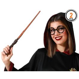 Set de magicien avec baguette magique et lunettes rondes 2 pièces - Déguisement sorcier pour Halloween, fêtes et événements Precio: 10.7900004. SKU: B1BWHZQVXJ