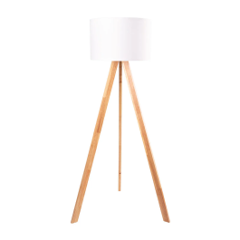 Lampe sur Pied Trépied Bois Écran Tissu Cylindrique E27 Style Scandinave Nordique Rustique OPV-780SGN2425