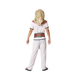 Déguisement d'Enfant Pharaon Égyptien 10-12 Ans - Costume 5 Pièces Blanc et Doré avec Toge et Coiffe - Polyester