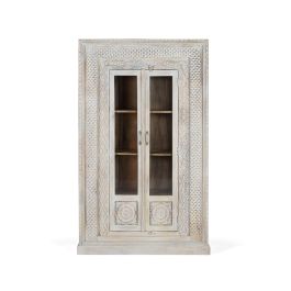 GINER Y COLOMER Armario 2 Puertas - Buffet vitré 2 portes en bois de manguier avec portes à vitrail et 4 étagères - Dimensions porte: 136x29 cm Precio: 1919.988. SKU: B1DRK38AVR