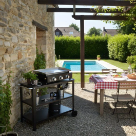 Cookingbox - Plancha à gaz 3 brûleurs, surface de cuisson inox 61 x 35 cm, 7.5 kW, pour 8-10 personnes