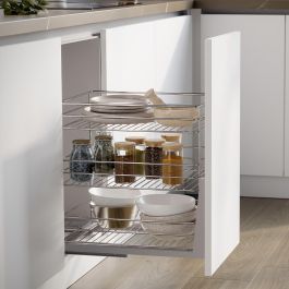 Emuca Chariot coulissant Supra avec fixation inférieure à fermeture amortie, module 400mm, acier, chromé