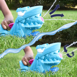 Nerf Super Soaker Hop & Chomp - Arroseur requin avec mâchoire articulée, se raccorde au tuyau d'arrosage, jouet d'eau pour enfants à partir de 3 ans