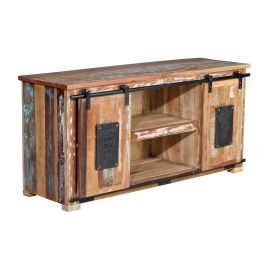 GINER Y COLOMER Buffet TV en bois recyclé multicolore, 2 portes coulissantes, 130x62x40 cm Precio: 719.988. SKU: B1BDLE4ZW7