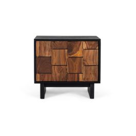 Table de Chevet en Bois de Mango et Sheesam Effet 3D Wengué et Noix - 50 x 56 x 40 cm avec Porte et Montage Precio: 395.988. SKU: B1GEVYXXSN