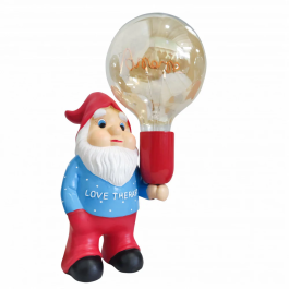 Gnome en céramique bleu/rouge avec ampoule LED G125 "Amore" AM-NN202