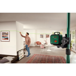 Bosch PLL 360-1 G - Niveau laser rotatif 360° à ligne verte, précision +/- 0,4 mm/m, portée 30 m, batterie Li-ion rechargeable USB-C, avec housse et manuel