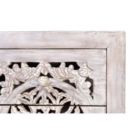 GINER Y COLOMER - Buffet commode 5 tiroirs en bois de manguier avec base en fer, couleur blanc vieilli et gris, dimensions 105 x 45 x 35 cm