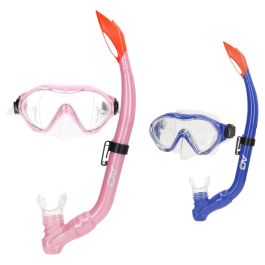 Masque de Plongée avec Tube AquaSport Bleu Rose (6 Unités)