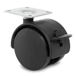 Q&Q Roue Pivotante Telly Aro Double Ø50 avec Plaque Frein et Finition Noire