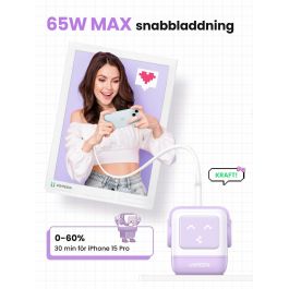 Ugreen RG 65W 3-Port GaN Chargeur Rapide Secteur Rose