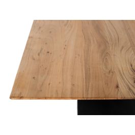 Giner y Colomer - Table de salle à manger rectangulaire en bois d'acacia massif naturel et métal noir, 200x100x77 cm