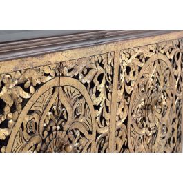 GINER Y COLOMER Aparador Buffet en Bois de Mango Sculpté avec Pan de Oro, Noir Doré et Noyer