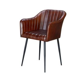 GINER Y COLOMER Chaise en cuir naturel avec pieds métalliques couleur marron - Dimensions siège: 42x42 cm, Hauteur: 51 cm Precio: 407.988. SKU: B1EXTP4BQF