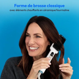 Medion MD19859 Brosse lissante chauffante en céramique/tourmaline - 46 W - 5 niveaux température 165 à 210°C - Fonction ionique - Arrêt automatique - Blanc