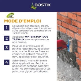 Bostik BOS3549212466893 Membrane imperméabilisante Waterstop, Réparation de fuites, Gris, 6 kg