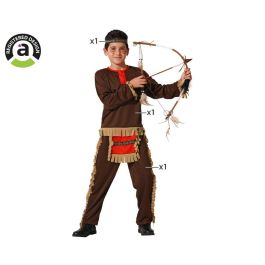 Déguisement Indien Rouge Enfant 7-9 Ans - Le Far West, Marron - Cocarde Incluse