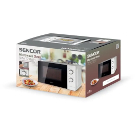 Sencor SMW 1718WH - Micro-ondes 20 L 700 W avec 5 niveaux de puissance, minuterie 35 min, intérieur émaillé, pour assiettes jusqu'à 25,5 cm, blanc
