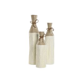 Ensemble de 3 Vases Home ESPRIT Blanc Doré Métal 14 x 14 x 67 cm (3 Pièces)