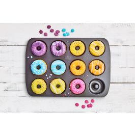 Bandeja para hornear donuts - BIRKMANN - EASY BAKING - Acero al carbono - Antiadherente - 12 moldes - Ø7 cm, 37 x 26 x 2 cm